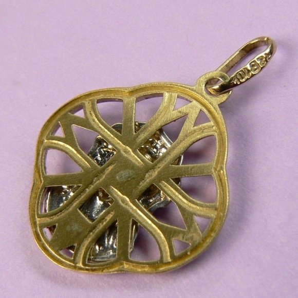 TRADITION Pendant JESUS Two tone 10K Gold - Picture 5 of 6